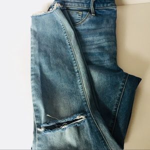 High waisted distressed skinny jeans